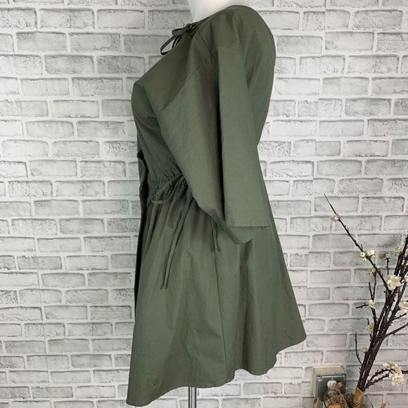 ASOS Women’s Olive Drawstring Wrap Dress NWT 10 - Picture 3 of 8